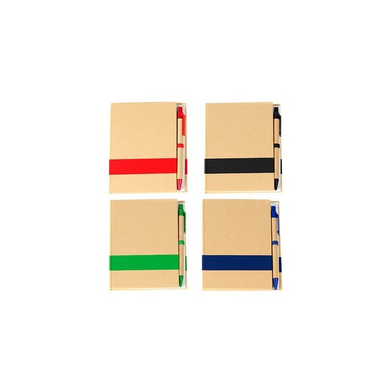 LIBRETA ECOLOGICA CON DETALLES EN COLOR Y BOLÍGRAFO