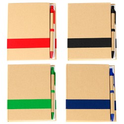LIBRETA ECOLOGICA CON DETALLES EN COLOR Y BOLÍGRAFO